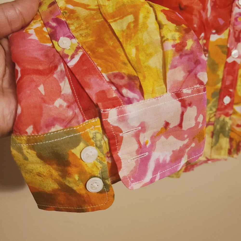 J. Crew Factory | Women's Floral Print The Perfect Button-Down Shirt (Size XL) - Picture 5 of 11